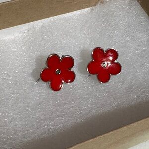 Red Flower Earrings